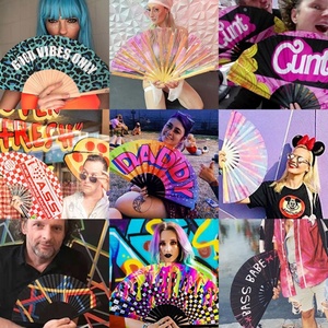 Rave <b>Festival</b> Large Bamboo Hand Fan for <b>Women</b>/Men - Product Image 6