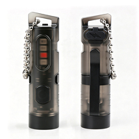 Senter LED Asafee Mini Kompak USB Isi Ulang Gantungan Kunci ABS IPX4 Taktis Fokus Dapat Disesuaikan untuk Penggunaan Luar Ruangan/Berkemah