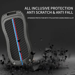 Cuir + TPU Métal Alliage de Zinc Fibre de Carbone Porte-clés de Voiture Sac avec Porte-clés pour Clé de Voiture Intelligente Geely - Product Image 4