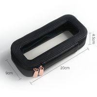 Trousse de maquillage transparente en cuir PVC de luxe avec logo personnalisé, mini trousse de voyage, sacs à cosmétiques pour femmes