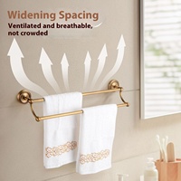 Ensemble de quincaillerie de salle de bain de style européen antique tout cuivre Porte-serviettes tressé moderne Support de rangement pour salle de bain Finition laiton Surface brossée