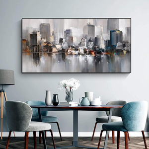 Pittura a olio di grande paesaggio urbano dipinta a mano architettura moderna Texture tela pittura Home <span class=keywords><strong>Gallery</strong></span> Wall <span class=keywords><strong>Art</strong></span> - Product Image 2