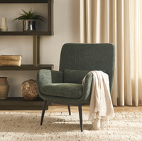 Fauteuil moderne en tissu vert pin français Chaise de loisirs convertible durable Pieds en métal pour le salon
