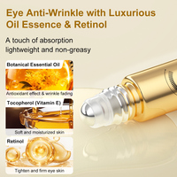 Huile pour les yeux et le visage en marque privée avec rouleau de massage, huile essentielle et rétinol pour les rides, les poches et les cernes sous les yeux