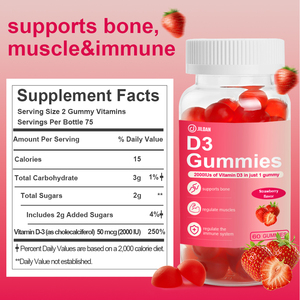 Servicio OEM y ODM, Gomitas de Vitamina D3 2000 UI, Marca Privada, Suplemento para la Salud Ósea e Inmunológica, Gomitas de Vitamina D3 al por Mayor - Product Image 2