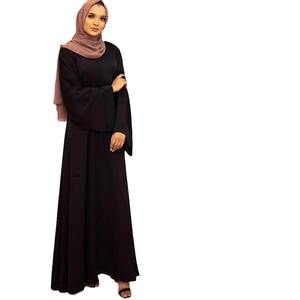 ODM/OEM نمط جديد التجارة الخارجية الشرق الأوسط فضفاضة زائد الحجم أنيقة للركاب بلون واحد البوليستر فستان طويل مسلم - Product Image 5