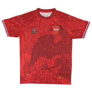 Camiseta de Fútbol Healy con Patrón de Águila Roja Intensa con Detalles de Mangas a Rayas y Camiseta de Secado Rápido Transpirable de Primera Calidad Maillot De Shirt - Product Image 1