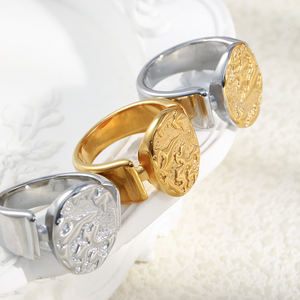 Anillo de Pastel Redondo de Acero Inoxidable Chapado en Oro de 18K, Decoración Simple Hecha a Mano, Estilo Europeo y Americano, Éxito de Ventas de Dreamidea - Product Image 5