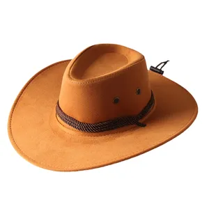 Vintage Western Cowboy Retro Jazz Fedora Hat Wide Brim Spring Summer Fashion Vintage Street Party High Quality Men Fedora Hats