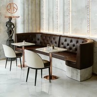 Table de café en marbre avec chaises, ensemble de meubles pour restaurant, banquette, canapé, banc