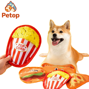 Jouets à mâcher Petop pour chiens, ensemble de jouets qui couinent en forme de frites, pizza et hamburger, <span class=keywords><strong>jouet</strong></span> en peluche qui couine, Juguetes Masticables Para Mascotas - Product Image 1