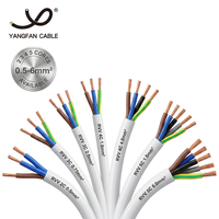 Cable Flexible Multifilar de Cobre/PVC/PVC, 300/500V, 2-5 Hilos, Cable Eléctrico de Cobre Trenzado para Electrodomésticos
