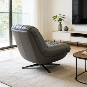 Fauteuil pivotant rembourré minimaliste nordique, fauteuil design, siège lounge rond en <span class=keywords><strong>cuir</strong></span> créatif, meubles d'appartement, club - Product Image 2