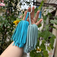 Sjzmm Pompons en cuir véritable de haute qualité, super épais, 14 cm de long avec anneau, pompon en cuir de vachette pour accessoires de sac