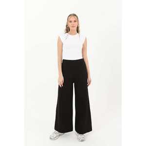 <b>Black</b> Women's Wide Leg <b>Trousers</b> Knitted <b>Stretch</b> Pants High Waist Comfort Fit 30007PNT - Product Image 5