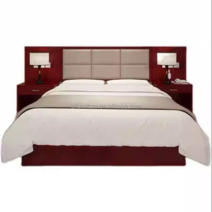 Low Cost 3 Star Hotel Bedroom Furniture Set Complete King Queen Bed With Upholstered Headboard Wall Panel Nightstand TV <b>Wardrobe</b> - Product Image 5
