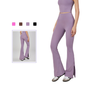 MEISU, nuevo diseño de moda, pantalones Acampanados para Yoga, mallas de cintura alta elásticas suaves y delgadas, mallas acampanadas sólidas para mujer - Product Image 1