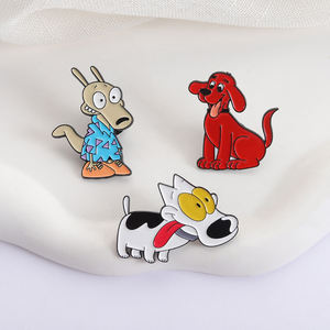 Jaren 90 Komedie Geanimeerde Personages Emaille Spelden Grote Rode Hond Cartoon Big Eye Puppy Broches Revers Badge Sieraden Geschenken Voor Kinderen Vrienden - Product Image 3