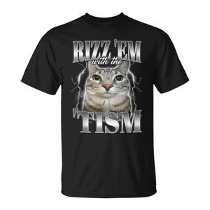Camiseta Rizz Em With The Tism Meme Cat, diseño divertido para autismo, talla unisex para adultos - Product Image 1