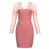 Vente en gros de robe courte en gaze sexy à la mode pour printemps et été nouvelle robe bandage sexy mini sac banane pour femmes robes de soirée hip