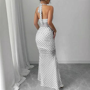 เดรสแม็กซี่สำหรับผู้หญิงชุดเดรสสตรีทแวร์แฟชั่นใหม่ชุดเดรสคล้องคอผ่าเข้ารูปเปิดหลังเซ็กซี่หน้าอกต่ำคอวีสำหรับฤดูร้อน - Product Image 4