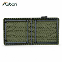 Table pliante rectangulaire en HDPE OEM, cadre en tube d'acier vert armée, plateau de 35 mm, pour camping en plein air, marché et terrasse