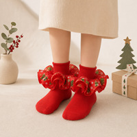 Chaussettes de cheville festives en coton doux à volants en satin imprimé sapin de Noël pour bébés et petites filles, idéales pour les fêtes de Noël et les séances photo, cadeau