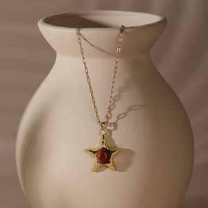 Collana con Ciondolo Classico a Forma di Stella, Charm in Pietra Naturale, Cristallo Curativo, Gioielli con 12 Segni Zodiacali, Regali all'Ingrosso - Product Image 1