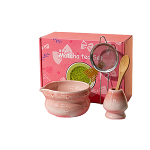 Personalized Christmas Gift Luxury Pottery Matcha Chasen Holder Whisk Stand Gift <b>Set</b> Ceramic Matcha Bowl With Spout - Product Image 1
