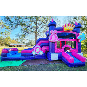 Castillo Inflable Comercial Purple Palace, Combo <span class=keywords><strong>de</strong></span> Tobogán Acuático y Seco, Castillo Inflable <span class=keywords><strong>de</strong></span> PVC con Tobogán, Piscina <span class=keywords><strong>de</strong></span> Agua para Fiestas <span class=keywords><strong>de</strong></span> Alquiler - Product Image 1