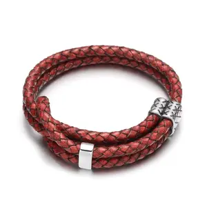 316L Stainless Steel Adjustable Multi-layer Design Punk Casual Men's Jewelry Genuine Leather Bracelet For Men Jewelry