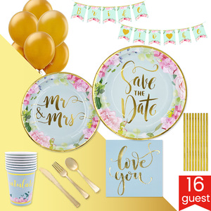 Hot Selling Modern Style Wedding Party Paper Plate Cup Set Party Supplies Disposable Hot Stamping Tableware Set - Product Image 2