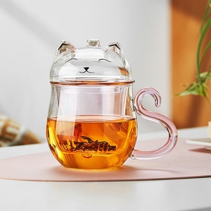 <span class=keywords><strong>Mug</strong></span> à thé en verre en forme de <span class=keywords><strong>chat</strong></span> mignon 480 ml, tasse <span class=keywords><strong>infuseur</strong></span> en verre borosilicate avec poignée queue de <span class=keywords><strong>chat</strong></span>, tasse à thé créative pour bureau et maison, cadeau - Product Image 1