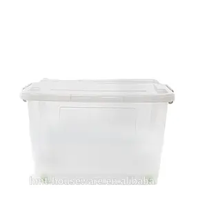 Top Verkauf 58L transparente quadratische Kunststoff box Basketball große Kunststoff behälter klare Vorrats behälter mit Deckel