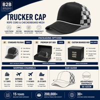 Casquette Trucker en Maille à Carreaux avec Logo Personnalisé, Visière Courbe Noire, Chapeau de Baseball Réglable Unisexe, Vente en Gros OEM