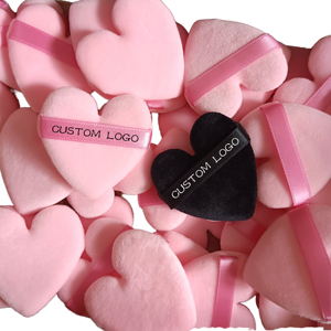 Vente en gros de houppette en forme de coeur de maquillage avec logo personnalisé houppette libre - Product Image 2