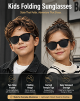 Lunettes de soleil polarisées anti-lumière bleue UV400 pour enfants, pliables, noires, carrées, dégradées, en acétate, de luxe et tendance