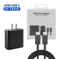 Chargeur mural GaN 45W, charge super rapide 2.0 EP-TA845, prise US 100-240V, port USB-C pour Samsung Android, adaptateur secteur pour la maison et le bureau