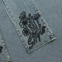 Pantalon Cago Denim Vintage Y2K pour Femme Broderie Personnalisée sur Jeans Brodés de Fleurs pour Dame