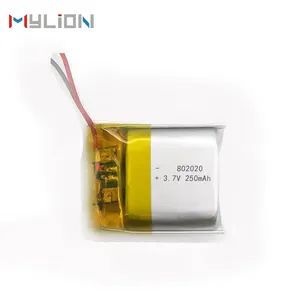 3.7V şarj edilebilir lityum iyon batarya mini kılıfı 240mah 802020 li polimer pil dize işık