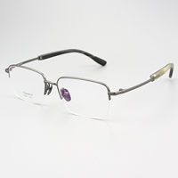 Monture de lunettes en titane de qualité supérieure, légère, semi-cerclée, style professionnel, tendance, en corne de buffle carrée pour homme