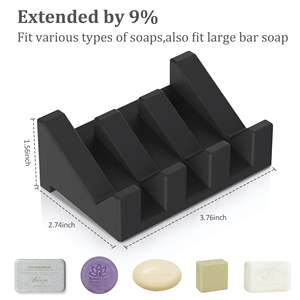 Porte-savon auto-drainant <span class=keywords><strong>extensible</strong></span> en gros, facile à nettoyer, en silicone, pour salle de bain, avec drainage, pour garder le savon sec - Product Image 2