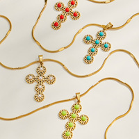 coloré chaîne serpent en acier inoxydable plaqué or 18 carats collier de superposition délicat en cristal rond pour les femmes
