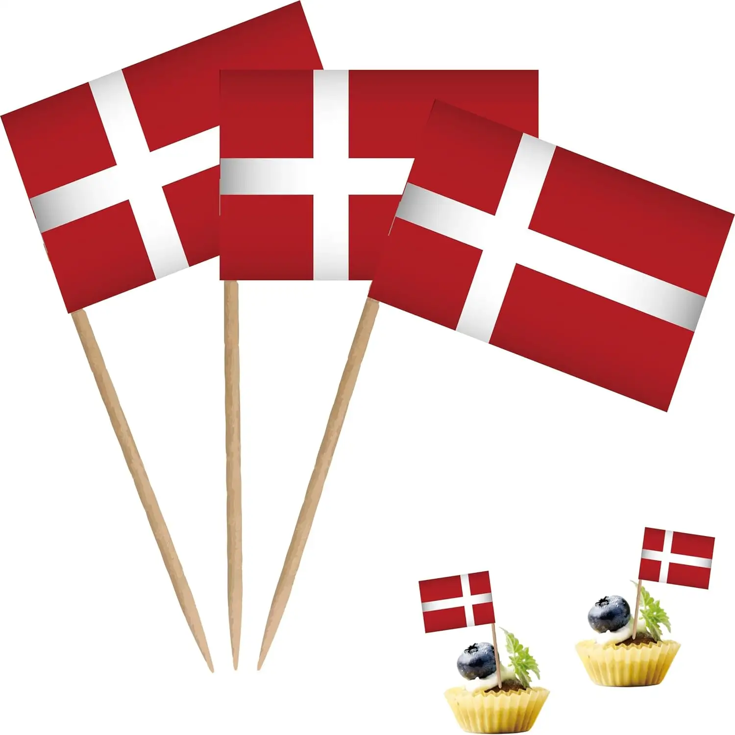 Custom Denmark Tandenstoker Vlag Kleine Mini Cocktail Fruit Cupcakes Toppers Food Stick Vlaggen Decoraties