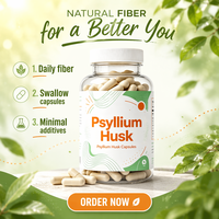 Suplemen Kapsul Serbuk Psyllium Husk Murni OEM/ODM untuk Kesehatan, Kapsul Psyllium Husk Alami, Serat Alami untuk Detoksifikasi Diet