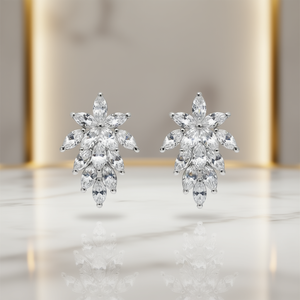 Pendientes de lujo con forma de flor para mujer, plata 925, cristal, diamantes de imitación, joyería de boda, con engaste de garra - Product Image 2