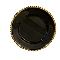 Placas de cargador con cuentas de oro de plástico amarillo redondo clásico de lujo de 13 pulgadas Característica sostenible Eventos de boda