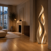 Sculptures en fibre de verre artisanales, sculpture en fibre de verre en forme de flamme spirale pour hôtel de luxe, couloir, salle d'exposition, ornement d'intérieur