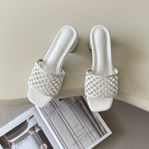 Sandalias y Pantuflas de Tacón Cuadrado con Punta Abierta para Mujer, Diseño Casual y Moderno 2026, Marca de Diseñador, Cierre Deslizante para Verano - Product Image 1