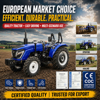 Tracteur agricole compact certifié CE COC, fiable pour l'exportation, 30 CV 50 CV 4x4, avec prise de force et attelage 3 points pour le labour